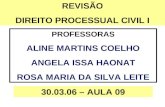 REVISÃO DIREITO PROCESSUAL CIVIL I PROFESSORAS ALINE MARTINS COELHO ANGELA ISSA HAONAT ROSA MARIA DA SILVA LEITE 30.03.06 – AULA 09.