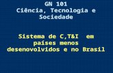 GN 101 Ciência, Tecnologia e Sociedade Sistema de C,T&I em países menos desenovolvidos e no Brasil.