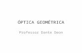 ÓPTICA GEOMÉTRICA Professor Dante Deon. Introdução a Óptica Geométrica A Óptica Geométrica é desenvolvida a partir da noção de raio de luz, dos princípios.