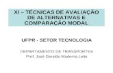 XI – TÉCNICAS DE AVALIAÇÃO DE ALTERNATIVAS E COMPARAÇÃO MODAL UFPR - SETOR TECNOLOGIA DEPARTAMENTO DE TRANSPORTES Prof. José Geraldo Maderna Leite.