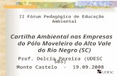 II Fórum Pedagógico de Educação Ambiental Cartilha Ambiental nas Empresas do Pólo Moveleiro do Alto Vale do Rio Negro (SC) Prof. Delcio Pereira (UDESC.