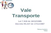 Vale Transporte Lei 7.418 de 16/12/1985 Decreto 95.247 de 17/11/1987 Nívea Cordeiro 2010.