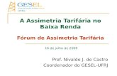 A Assimetria Tarifária no Baixa Renda Fórum de Assimetria Tarifária 16 de julho de 2009 Prof. Nivalde J. de Castro Coordenador do GESEL-UFRJ