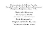 Universidade do Vale do Paraíba Colégio Técnico Antônio Teixeira Fernandes Disciplina Programação p/ Web. Material I-Bimestre - Marcadores HTML Site: wagner.