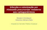 Infecção e colonização por Klebsiella pneumoniae resistente aos carbapenêmicos Renato S Grinbaum Antonino Adriano Neto Hospital do Servidor Público Estadual.