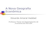 A Nova Geografia Econômica Eduardo Amaral Haddad Professor Titular do Departamento de Economia da FEA-USP.