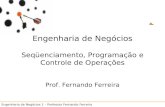 Engenharia de Negócios 1 – Professor Fernando Ferreira 12 SeqüenciamentoSeqüenciamento Engenharia de Negócios Seqüenciamento, Programação e Controle de.