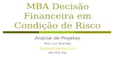 MBA Decisão Financeira em Condição de Risco Análise de Projetos Prof. Luiz Brandão brandao@iag.puc-rio.br IAG PUC-Rio.