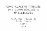 COMO AVALIAR ATRAVÉS DAS COMPETÊNCIAS E HABILIDADES Prof. Dra. Mônica de Ávila Todaro Salto 2012.