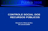 CONTROLE SOCIAL DOS RECURSOS PÚBLICOS Eduardo M. Filinto da Silva BH setembro/2006.