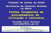 Falhas freqüentes em procedimentos de licitação e contratos Tribunal de Contas da União Secretaria de Controle Externo na Bahia Arivaldo Silva Ferreira.