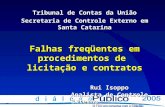 Tribunal de Contas da União Secretaria de Controle Externo em Santa Catarina Falhas freqüentes em procedimentos de licitação e contratos Rui Isoppo Analista.