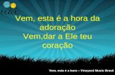 Vem, esta é a hora da adoração Vem,dar a Ele teu coração Vem, esta é a hora – Vineyard Music Brasil.