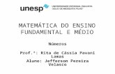 MATEMÁTICA DO ENSINO FUNDAMENTAL E MÉDIO Números Prof.ª: Rita de Cássia Pavani Lamas Aluno: Jefferson Pereira Velasco.