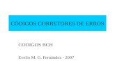 CÓDIGOS CORRETORES DE ERROS CODIGOS BCH Evelio M. G. Fernández - 2007.