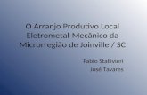 O Arranjo Produtivo Local Eletrometal-Mecânico da Microrregião de Joinville / SC Fabio Stallivieri José Tavares.
