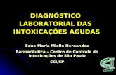 CCI/SP DIAGNÓSTICO LABORATORIAL DAS INTOXICAÇÕES AGUDAS Edna Maria Miello Hernandez Farmacêutica – Centro de Controle de Intoxicações de São Paulo CCI/SP.