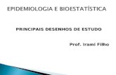 PRINCIPAIS DESENHOS DE ESTUDO Prof. Irami Filho. CLASSIFICAÇÃO: Estudos Observacionais Estudos Experimentais.