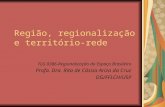 Região, regionalização e território-rede FLG 0386-Regionalização do Espaço Brasileiro Profa. Dra. Rita de Cássia Ariza da Cruz DG/FFLCH/USP.