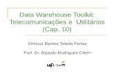 Data Warehouse Toolkit: Telecomunicações e Utilitários (Cap. 10) Vinícius Ramos Toledo Ferraz Prof. Dr. Ricardo Rodrigues Ciferri.