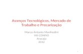 Avanços Tecnológicos, Mercado de Trabalho e Precarização Marco Antonio Manfredini VIII CONFIO Aracaju 2012 1.