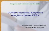 CONEP: histórico, funções e relações com os CEPs. Profª Dra. Sonia Maria Oliveira de Barros Programa de Fortalecimento dos CEPs.