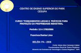 CENTRO DE ENSINO SUPERIOR DO PARÁ CESUPA BELÉM- PA - 2006 CURSO FUNDAMENTOS LEGAIS E PRÁTICOS PARA PROTEÇÃO DA PROPRIEDADE INDUSTRIAL Período: 13 A 17/03/2006.