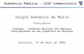Audiência Pública – CESP Combustíveis Sergio Bandeira de Mello Presidente Sindigás – Sindicato Nacional das Empresas Distribuidoras de Gás Liquefeito de.
