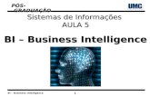 BI – Business Intelligence 1 PÓS-GRADUAÇÃO PÓS-GRADUAÇÃO Sistemas de Informações AULA 5 BI – Business Intelligence