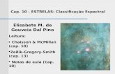Cap. 10 - ESTRELAS: Classificação Espectral Elisabete M. de Gouveia Dal Pino Leitura: Chaisson & McMillan (cap. 10) Zeilik-Gregory-Smith (cap. 13) Notas.