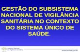 Agência Nacional de Vigilância Sanitária  GESTÃO DO SUBSISTEMA NACIONAL DE VIGILÂNCIA SANITÁRIA NO CONTEXTO DO SISTEMA ÚNICO DE SAÚDE.