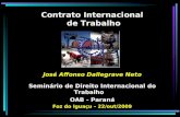 Contrato Internacional de Trabalho José Affonso Dallegrave Neto Seminário de Direito Internacional do Trabalho OAB - Paraná Foz do Iguaçu – 22/out/2009.