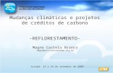 Mudanças climáticas e projetos de créditos de carbono -REFLORESTAMENTO- Cuiabá– 23 a 24 de setembro de 2009 Magno Castelo Branco magno@iniciativaverde.org.br.