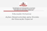 SECRETARIA DE EDUCAÇÃO E CULTURA DIRETORIA DE GESTÃO CURRICULAR DIVISÃO DE EDUCAÇÃO ESPECIAL Educação Inclusiva: Ações Desenvolvidas pela Divisão de Educação.