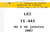 1 1º Simpósio de Direito Registral do Interior Estudos sobre a Lei 11.441/2007 LEI11.441 de 4 de janeiro 2007.