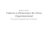 Aula 7, 8 e 9: Fatores e dimensões do clima Organizacional Os novos agentes de mudança.