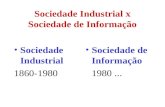 Sociedade Industrial x Sociedade de Informação Sociedade Industrial 1860-1980 Sociedade de Informação 1980...