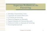Cortopassi, A.C.V.R.; Matile, S.; Reyes, A.N.; Schonberger, A.; Simon, P. 1 Aspectos Polêmicos do Factoring 1. Atividade, Nomenclatura, Fator; 2. Legislação.