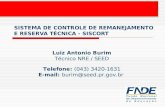 1 SISTEMA DE CONTROLE DE REMANEJAMENTO E RESERVA TÉCNICA - SISCORT Luiz Antonio Burim Técnico NRE / SEED Telefone: (043) 3420-1631 E-mail: burim@seed.pr.gov.br.