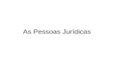 As Pessoas Jurídicas. Classificação das Pessoas Jurídicas: Art. 40. As pessoas jurídicas são de direito público, interno ou externo, e de direito privado.