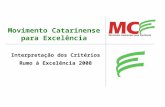 Interpretação dos Critérios Rumo à Excelência 2008 Movimento Catarinense para Excelência.