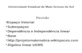 Universidade Estadual de Mato Grosso do Sul Revisão Espaço Vetorial Subespaços Dependência e Independência linear Base .