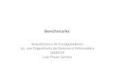Benchmarks Arquitectura de Computadores Lic. em Engenharia de Sistema e Informática 2008/09 Luís Paulo Santos.