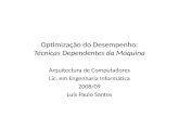 Optimização do Desempenho: Técnicas Dependentes da Máquina Arquitectura de Computadores Lic. em Engenharia Informática 2008/09 Luís Paulo Santos.