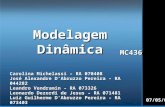 Modelagem Dinâmica MC436 07/05/09 Carolina Michelassi – RA 070408 José Alexandre D'Abruzzo Pereira – RA 044282 Leandro Vendramin – RA 073326 Leonardo Dezordi.
