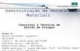 Administração de Recursos Materiais Conceitos e Técnicas de Gestão de Estoque Grupo 5: Bruno Fernandes Sugawara - 08/25620 Carla F. de Paula Reis 09/57640.