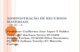 ADMINISTRAÇÃO DE RECURSOS MATERIAIS - 100 JC – A - Professor: Guillermo Jose Asper Y Valdes Grupo: 07/ Bárbara Neves; 07/31650 Débora Freitas; 07/46193.
