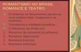 ROMANTISMO NO BRASIL ROMANCE E TEATRO O romance se desenvolveu devido ao novo público leitor: burguesia e as mulheres. Tematizava a realidade brasileira.