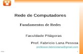1Aula : Faculdade Pitágoras Prof. Fabricio Lana Pessoa professor.fabriciolana@gmail.com Rede de Computadores Fundamentos de Redes.