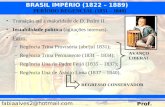 BRASIL IMPÉRIO (1822 – 1889) Prof. Fábia fabiaalves2@hotmail.com PERÍODO REGENCIAL (1831 – 1840) Transição até a maioridade de D. Pedro II. Instabilidade.